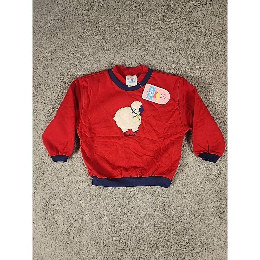 Vintage OshKosh B'gosh Red Sheep Applique Sweatshirt 4T Made in USA NWT